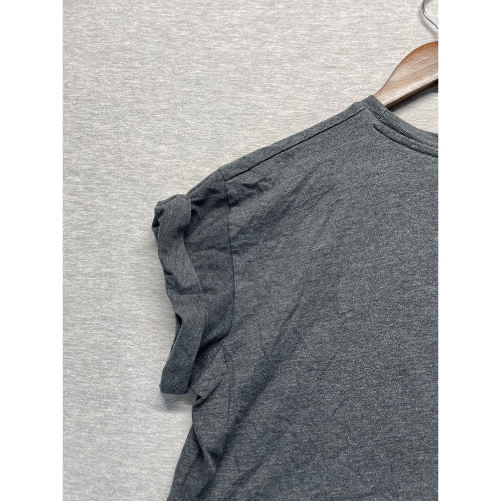 Wet Seal Cropped T Shirt Womens XL Charcoal Gray Cotton Cuffed Sleeves Raw Hem - Picture 7 of 13